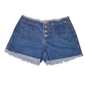 Vtg Y2K Nick & Sarah Raw Hem Denim Sailor Shorts Size 9/10 Button Fly High Waist